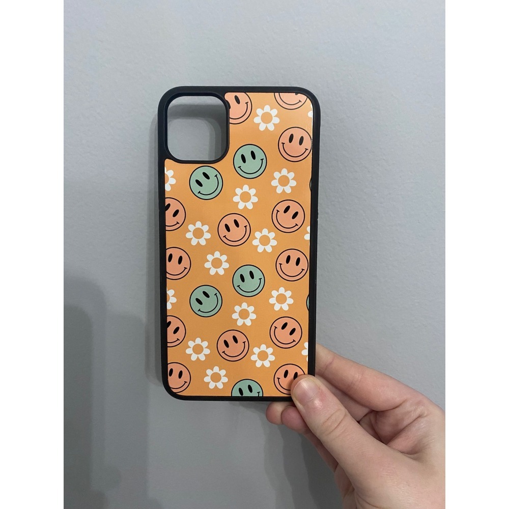 iPhone 11 Pro Max Case Unisex Orange Retro Smiley‎ Face Daisy Floral Print